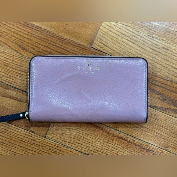 kate spade Handbags - Kate Spade Mauve Pink Leather Zip Around Continental Wallet